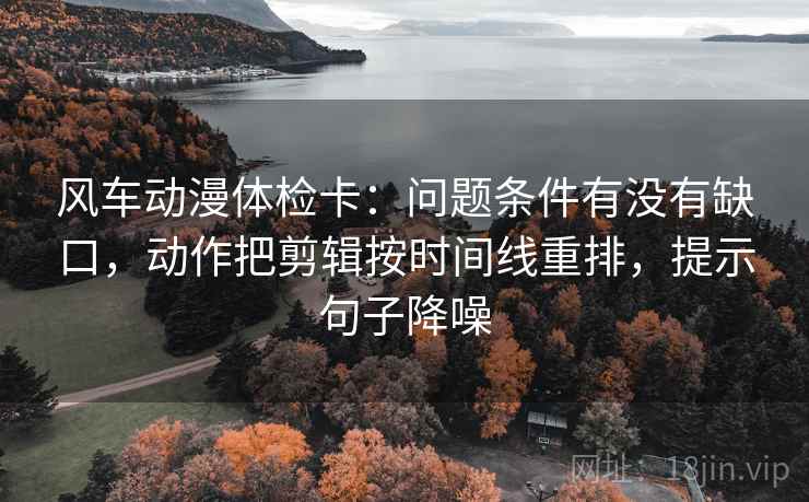 风车动漫体检卡：问题条件有没有缺口，动作把剪辑按时间线重排，提示句子降噪